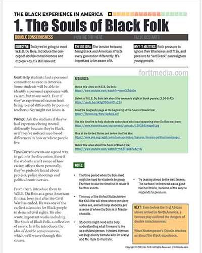 The Souls of Black Folk lesson page